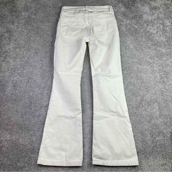 Gap Pants Women’s 25 Petite Ivory Flare High Rise Corduroy Patch Pockets Preppy - Picture 3 of 12